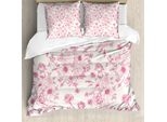 Abakuhaus Copripiumino Con Fiori, Romantici Fiori Di Rosa, Antiacaro, Adatto A Chi Soffre Di Allergie, Con Federe, 200 Cm X 200 Cm - 80 X 80 Cm, Rosa Pallido