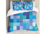 Abakuhaus Set Copripiumino Con Motivi Marini, Giocosi Numeri A Forma Di Delfino In Un Mosaico Colorato Con Tema Della Vita Sottomarina, 155 X 220 Cm + 80 X 80 Cm, Multicolore