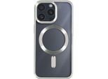 Custodia In Silicone Magsafe Apple Iphone 15 Pro Protezione Fotocamera Cromo Surround Argento