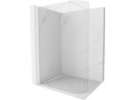Mexen Kioto-R Parete Doccia Arrotondata Walk-In 160 X 200 Cm, Trasparente 8 Mm, Bianca - 800-160-101-20-06