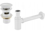 Mexen Piletta Di Scarico Lavabo Rotonda Con Tappo Click-Clack, Con Troppo Pieno, Bianco - 7992050-20
