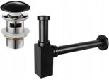 Mexen Semi-Sifone Lavabo Quadrato Con Tappo In Ceramica Clic-Clac, Con Troppo Pieno, Nero - 7992060-75