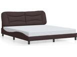 Giroletto Con Testiera In Tessuto Marrone Scuro 180X200 Cm
