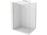 Mexen Kioto-R Parete Doccia Arrotondata Walk-In 160 X 200 Cm, Trasparente 8 Mm, Oro - 800-160-101-50-06