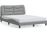 Giroletto Con Testiera In Tessuto Grigio Chiaro 120X200 Cm