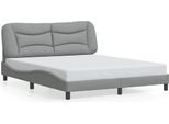 Giroletto Con Testiera In Tessuto Grigio Chiaro 160X200 Cm