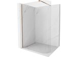 Mexen Kioto-R Parete Doccia Arrotondata Walk-In 160 X 200 Cm, Trasparente 8 Mm, Oro Rosa - 800-160-101-60-06