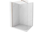Mexen Kioto-R Parete Doccia Arrotondata Walk-In 120 X 200 Cm, Trasparente 8 Mm, Oro Rosa - 800-120-101-60-06