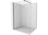 Mexen Kioto-R Parete Doccia Curva Walk-In 120 X 200 Cm, Trasparente 8 Mm, Nero - 800-120-101-70-06