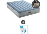 Intex Airbed - 2 Persone - 152 X 203 X 36 Cm - Blu/Grigio - Pompa Inclusa - Kit Di Riparazione