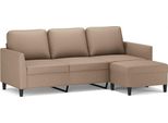 Vidaxl Divano A 3 Posti Con Poggiapiedi Cappuccino-Marrone 180 Cm In Pelle Finta