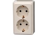 Presa A Muro Kopp Standard Con Contatto Di Terra, A 2 Ingressi, Colore: Bianco Panna