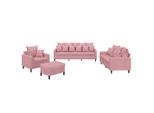 Vidaxl Set Divano 4 Pezzi Con Cuscini In Velluto Rosa