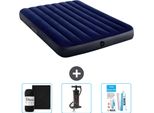 Intex Airbed - Letto Matrimoniale - 137 X 191 X 25 Cm - Blu - Include Lenzuola - Pompa E Kit Di Riparazione
