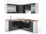 Vicco Cucina Angolare Completa Fame-Line, 160 X 190 Cm , Pt Rovere, Antracite Lucido/Bianco