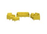 Vidaxl Set Di Divani 4 Pezzi Con Cuscini In Tessuto Giallo Chiaro