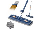 Mop Per La Pulizia Dei Pavimenti, Mop Piatto, Mop Auto Strizzante, Mop Per Pavimenti, Prodotti Per La Pulizia (42 × 12 Cm, 1 Mop + 2 Panni) - Sveepa