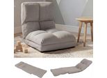 Poltrona Da Terra HWC-N45, Poltrona Letto Pieghevole Poltrona Funzionale, Funzione Letto Pieghevole Struttura In Acciaio Velluto ~ Grigio Chiaro