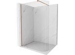Mexen Kioto-R Parete Doccia Arrotondata Walk-In 160 X 200 Cm, Trasparente 8 Mm, Rame Spazzolato - 800-160-101-65-06