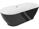 Mexen Roxy Vasca Da Bagno Autoportante 180 X 85 Cm, Bianca/Nera, Troppopieno Oro Rosa - 51201808575-60