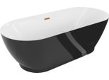 Mexen Roxy Vasca Da Bagno Freestanding 180 X 85 Cm, Bianca/Nera, Troppopieno In Rame Spazzolato - 51201808575-65