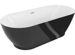 Mexen Roxy Vasca Da Bagno Autoportante 180 X 85 Cm, Bianca/Nera, Troppopieno Nichel Spazzolato - 51201808575-97