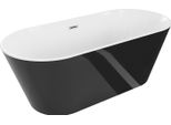 Mexen Flavia Vasca Da Bagno Freestanding 160 X 75 Cm, Bianca/Nera, Troppopieno Nichel Spazzolato - 54031608075-97