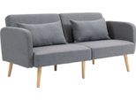 Homcom Divano Letto, Letto Pieghevole A 2 Posti Con Funzione Letto, 2 Cuscini, Divano Imbottito A 3 Posti Con Schienale Regolabile, Opzione Lino, Grigio