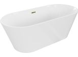 Mexen Flavia Vasca Da Bagno Indipendente 170 X 75 Cm, Bianca, Troppopieno Dorato - 54031708000-50