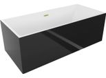 Mexen Vigo Vasca Da Bagno Indipendente 178,5 X 80 Cm, Bianca/Nera, Troppopieno Oro Spazzolato - 51251788075-55