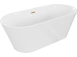Mexen Flavia Vasca Da Bagno Indipendente 170 X 75 Cm, Bianca, Troppopieno Dorato Spazzolato - 54031708000-55