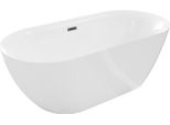 Mexen Roxy Vasca Da Bagno Indipendente 170 X 80 Cm, Bianca, Troppopieno Gun Gray Spazzolato - 51201708000-66