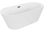 Mexen Flavia Vasca Freestanding 170 X 75 Cm, Bianca, Troppopieno Nero - 54031708000-70