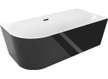 Mexen Mia Vasca Da Bagno Freestanding Angolare Destra 160 X 75 Cm, Bianca/Nera, Troppo Pieno Nero - 52691607575P-70