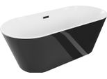 Mexen Flavia Vasca Da Bagno Indipendente 170 X 75 Cm, Bianca/Nera, Troppopieno Nero - 54031708075-70