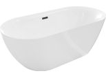 Mexen Roxy Vasca Da Bagno Freestanding 170 X 80 Cm, Bianca, Troppo Pieno Nero - 51201708000-70