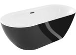 Mexen Roxy Vasca Da Bagno Freestanding 170 X 80 Cm, Bianca/Nera, Troppo Pieno Gun Gray Spazzolato - 51201708075-66