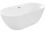 Mexen Roxy Vasca Da Bagno Freestanding 170 X 80 Cm, Bianca, Troppo Pieno Rame Spazzolato - 51201708000-65