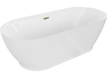 Mexen Roxy Vasca Da Bagno Autoportante 180 X 85 Cm, Bianca, Troppopieno Dorato - 51201808500-50
