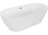 Mexen Roxy Vasca Da Bagno Indipendente 180 X 85 Cm, Bianca, Troppopieno Rame Spazzolato - 51201808500-65