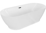 Mexen Roxy Vasca Da Bagno Indipendente 180 X 85 Cm, Bianca, Troppopieno Nero - 51201808500-70