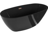 Mexen Eris Vasca Da Bagno Autoportante 170 X 80 Cm, Nera, Troppopieno In Rame Spazzolato - 53441708070-65