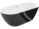 Mexen Roxy Vasca Da Bagno Indipendente 170 X 80 Cm, Bianca/Nera, Troppopieno Dorato - 51201708075-50