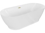 Mexen Roxy Vasca Da Bagno Autoportante 180 X 85 Cm, Bianca, Troppo Pieno Oro Spazzolato - 51201808500-55