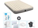 Intex Airbed - 2 Persone - 152 X 203 X 25 Cm - Beige - Lenzuolo Incluso - Bacio - Pompa - Set Di Riparazione E Protezione Per Cuscini