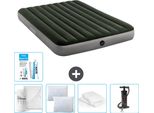 Letto Gonfiabile Intex - 2 Persone - 152 X 203 X 25 Cm - Verde - Lenzuolo Incluso - Bacio - Pompa - Set Di Riparazione E Protezione Per Cuscini