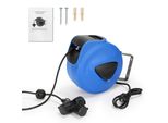 Avvolgicavo Automatico Jopassy Avvolgicavo Automatico, 20 M, Ruotabile Di 180° Staffa A Parete Cavo Elettrico Per Montaggio A Parete Con 3 Prese