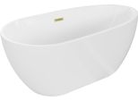 Mexen Eos Vasca Da Bagno Indipendente 150 X 75 Cm, Bianca, Troppo Pieno Dorato Spazzolato - 52471507500-55
