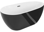 Mexen Eos Vasca Da Bagno Freestanding 150 X 75 Cm, Bianca/Nera, Troppopieno Gun Gray Spazzolato - 52471507575-66