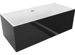 Mexen Vigo Vasca Da Bagno Autoportante 178,5 X 80 Cm, Bianca/Nera, Troppopieno Oro Rosa - 51251788075-60